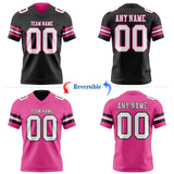 Custom Black White-Pink Reversible Double Side Authentic Football Jersey