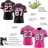 Custom Black White-Pink Reversible Double Side Authentic Football Jersey