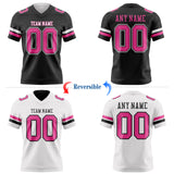Custom Black Pink-White Reversible Double Side Authentic Football Jersey