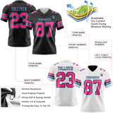 Custom Black Pink-Light Blue Reversible Double Side Authentic Football Jersey