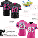 Custom Black Pink-Light Blue Reversible Double Side Authentic Football Jersey