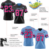Custom Black Pink-Light Blue Reversible Double Side Authentic Football Jersey