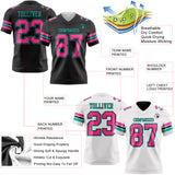 Custom Black Pink-Aqua Reversible Double Side Authentic Football Jersey
