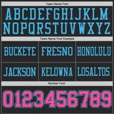 Custom Black Pink-Sky Blue Reversible Double Side Authentic Football Jersey