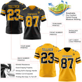 Custom Black Gold-White Reversible Double Side Authentic Football Jersey