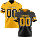 Custom Black Gold-White Reversible Double Side Authentic Football Jersey