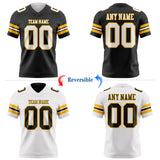 Custom Black White-Gold Reversible Double Side Authentic Football Jersey