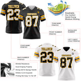 Custom Black White-Gold Reversible Double Side Authentic Football Jersey
