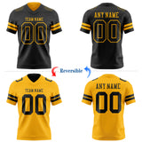 Custom Black-Gold Reversible Double Side Authentic Football Jersey