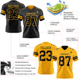 Custom Black-Gold Reversible Double Side Authentic Football Jersey