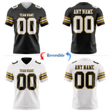 Custom Black White-Old Gold Reversible Double Side Authentic Football Jersey