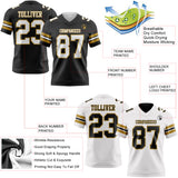 Custom Black White-Old Gold Reversible Double Side Authentic Football Jersey
