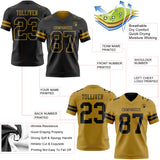 Custom Black-Old Gold Reversible Double Side Authentic Football Jersey
