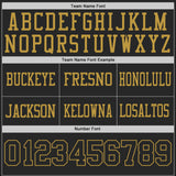 Custom Black-Old Gold Reversible Double Side Authentic Football Jersey