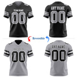 Custom Black Gray-White Reversible Double Side Authentic Football Jersey