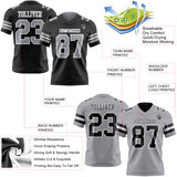 Custom Black Gray-White Reversible Double Side Authentic Football Jersey