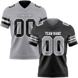 Custom Black Gray-White Reversible Double Side Authentic Football Jersey