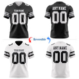 Custom Black White-Gray Reversible Double Side Authentic Football Jersey
