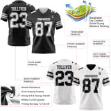 Custom Black White-Gray Reversible Double Side Authentic Football Jersey