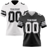 Custom Black White-Gray Reversible Double Side Authentic Football Jersey