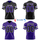 Custom Black Purple-White Reversible Double Side Authentic Football Jersey