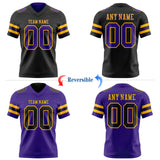 Custom Black Purple-Gold Reversible Double Side Authentic Football Jersey