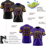Custom Black Purple-Gold Reversible Double Side Authentic Football Jersey