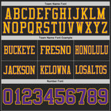 Custom Black Purple-Gold Reversible Double Side Authentic Football Jersey