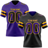 Custom Black Purple-Gold Reversible Double Side Authentic Football Jersey
