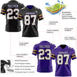 Custom Black White Old Gold-Purple Reversible Double Side Authentic Football Jersey