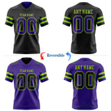 Custom Black Purple-Neon Green Reversible Double Side Authentic Football Jersey