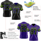 Custom Black Purple-Neon Green Reversible Double Side Authentic Football Jersey