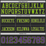 Custom Black Purple-Neon Green Reversible Double Side Authentic Football Jersey