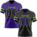 Custom Black Purple-Neon Green Reversible Double Side Authentic Football Jersey