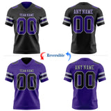 Custom Black Purple-Gray Reversible Double Side Authentic Football Jersey