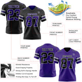 Custom Black Purple-Gray Reversible Double Side Authentic Football Jersey