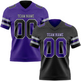 Custom Black Purple-Gray Reversible Double Side Authentic Football Jersey