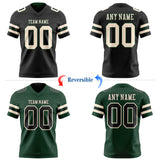 Custom Black Cream-Green Reversible Double Side Authentic Football Jersey