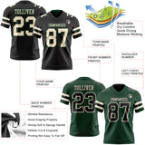 Custom Black Cream-Green Reversible Double Side Authentic Football Jersey