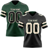 Custom Black Cream-Green Reversible Double Side Authentic Football Jersey