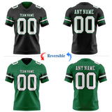 Custom Black White-Kelly Green Reversible Double Side Authentic Football Jersey