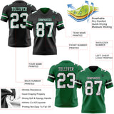 Custom Black White-Kelly Green Reversible Double Side Authentic Football Jersey