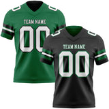 Custom Black White-Kelly Green Reversible Double Side Authentic Football Jersey