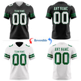 Custom Black White-Kelly Green Reversible Double Side Authentic Football Jersey