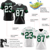 Custom Black White-Kelly Green Reversible Double Side Authentic Football Jersey