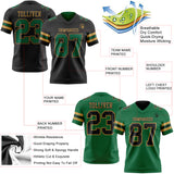 Custom Black Kelly Green-Old Gold Reversible Double Side Authentic Football Jersey