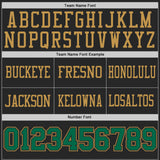 Custom Black Kelly Green-Old Gold Reversible Double Side Authentic Football Jersey