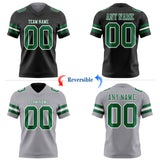 Custom Black Gray Reversible Double Side Authentic Football Jersey
