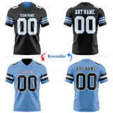 Custom Black White-Light Blue Reversible Double Side Authentic Football Jersey