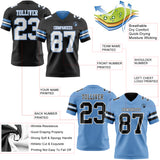 Custom Black White-Light Blue Reversible Double Side Authentic Football Jersey